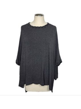 Capote Whip Stitch Double Layer Long Sleeve Gray Top XS